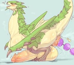 balls blush breasts busty_feral capcom claws dragon feral flying_wyvern futa_sans_pussy futanari genitals gynomorph hi_res hyper_balls hyper_penis intersex membrane_(anatomy) membranous_wings monster_hunter nude penis rath_wyvern rathian scalie smile solo solterv video_games wings wyvern