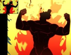 angry benedict_uno big_biceps codename:_kids_next_door daddy dilf father_(knd) fire flexing huge_arms male male_only mrputt muscles muscular muscular_male shadow sillouette smooth_skin villain