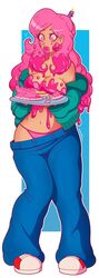 cake cake_girl candle_on_head candy candy_girl female implied_transformation large_breasts panties post_transformation thick_lips transformation wide_hips