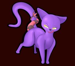 absurd_res all_fours anal anal_vore ass domestic_cat felid feline felis flygon glowing glowing_eyes hi_res leafysnivy mammal nintendo pokémon_(species) pokemon pokemon_(species) purple_body simple_background video_games vore