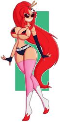 dollification female huge_ass huge_breasts knick_knack permanent_smile sunglasses sunnification tengen_toppa_gurren_lagann thick_thighs tinted_eyewear transformation wide_hips wrenzephyr2 yoko_littner