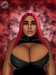 1girls big_breasts bombartist breasts brown_body brown_skin busty cleavage curvy dark-skinned_female dark_skin eyes hair hips hourglass_figure human humanoid legs lips original_character thick thick_legs thick_thighs thighs voluptuous wide_hips