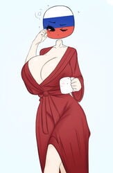 1girls 5_fingers anger_vein angry big_breasts black_eyes breasts cleavage clothed clothes clothing countryhumans countryhumans_girl eyebrows eyelashes female female_only flawsy fully_clothed hips holding holding_object hourglass_figure huge_breasts humanoid large_breasts looking_at_viewer one_eye_closed red_robe robe russia_(countryhumans) seductive seductive_eyes seductive_look simple_background solo solo_female speech_bubble standing straight tagme thick thick_thighs thighs top_heavy voluptuous white_background wide_hips wink winking_at_viewer