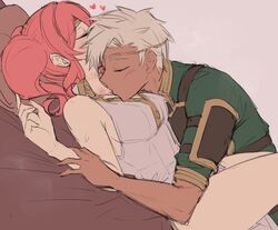 1boy 1girls bed bedroom blush blushing boey_(fire_emblem) canon_couple closed_eyes couple couple_(romantic) couple_love dark-skinned_male dark_skin ebinku eyes_closed female fire_emblem fire_emblem_echoes:_shadows_of_valentia fire_emblem_heroes gentle heart hearts hickey hickey_marks human human_focus human_only in_bed in_love interracial intimate kiss kissing kissing_neck light-skinned_female light_skin love lying lying_down lying_on_back lying_on_bed mae_(fire_emblem) male male/female nintendo relaxed relaxing romantic romantic_ambiance romantic_couple soft straight wholesome