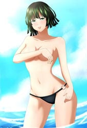 breasts female fubuki_(one-punch_man) iharuluna_(artist) one-punch_man outdoors outside solo tagme topless