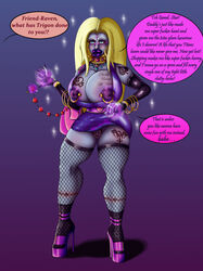 1girls adekvatx belt bimbo bimbofication blonde_hair collar corruption dc dc_comics female female_only fishnets gold gold_collar gold_jewelry high_heels huge_ass huge_breasts hyper_bimbo jewelry nipple_piercing nipples pussy rachel_roth raven_(dc) teen_titans thick_lips thick_thighs wide_hips