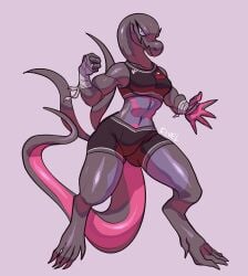 1girls anthro big_breasts breasts female fighting_stance fully_clothed hand_wraps merzb0w muscular muscular_female pokémon_(species) pokemon pokemon_(species) salazzle solo solo_female