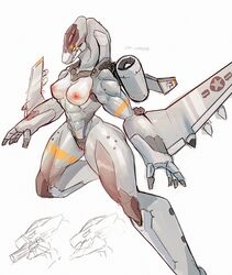 2022 a-10 absurd_res aeromorph agitype01 aircraft anthro athletic_female breasts female genitals grey_body hi_res living_aircraft living_machine living_vehicle machine nipples non-mammal_breasts non-mammal_nipples orange_sclera pussy robot_girl simple_background solo vehicle white_background white_eyes wide_hips