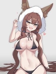 bikini brown_hair coco_(guardian_tales) fox_ears guardian_tales innuit_girl_coco_(guardian_tales)