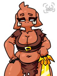 artist_boobaspect big_breasts breasts chubby chubby_female clothed_female eyelashes female female_piglin fur gold_(metal) golden_sword looking_at_viewer minecraft monster monster_girl open_clothing pig_ears pig_girl piglin tan tan_body tan_skin voluptuous warrior white_background white_eyes