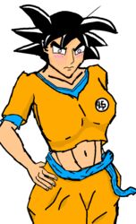 big_ass big_breasts clothed dragon_ball dragon_ball_super dragon_ball_z female_goku gay masculine masculine_female rule_63 son_goku yaoi