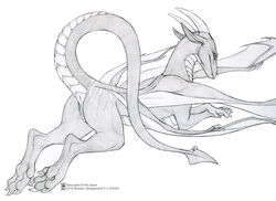 © 2016 4_toes anus apocrypha claws dragon feet female feral furgonomics furry-specific_piercing genitals greyscale horn long_ears looking_at_viewer monochrome piercing pussy raised_tail shinigamigirl simple_background sketch solo symbol tail_piercing text toes watermark white_background wings