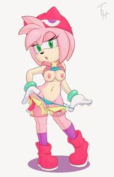 amitie amitie_(cosplay) amy_rose anthro breasts clothing nipples panties pink_fur pink_hair pussy puyo_puyo puyo_puyo_fever sega small_breasts sonic_(series) sonic_runners sonic_the_hedgehog_(series)