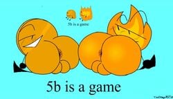 2femboys ass battle_for_dream_island bfdia_5b_thumbnail big_ass big_butt coiny femboy firey_(bfdi) funny hyper_ass hyper_butt object_shows reference_image shiny_metal_ass showing_ass sitting theorangensfw