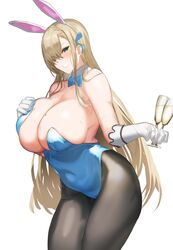 1girls alcohol asuna_(blue_archive) asuna_(bunny)_(blue_archive) bare_shoulders black_legwear black_pantyhose blue_archive blue_eyes blue_leotard blush breasts brown_hair bunny_ears bunnysuit clavicle cleavage clenched_teeth covered_navel curvaceous curvy_female detached_collar drinking_glass eyebrows_visible_through_hair fake_animal_ears female flying_sweatdrops gloves hair_between_eyes hair_ornament headdress hi_res highleg_leotard huge_breasts leotard light-skinned light-skinned_female light_brown_hair looking_at_viewer mole mole_on_breast navel oerba_yun_fang open-mouth_smile open_mouth pantyhose parted_lips playboy_bunny sakanaaj1 shiny_skin simple_background skindentation smile sweat sweatdrop teeth thighband_pantyhose thighs voluptuous white_background white_gloves