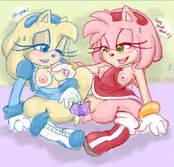 amy_rose blue_boots blue_dress breast_grab dildo dildo_in_pussy exposed_breasts female female_on_female hand_on_breast hedgehog looking_pleasured mannequinkitty maria_robotnik maria_the_hedgehog red_boots red_dress sex_toy sonic_(series) toys upskirt vaginal_penetration yuri