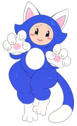 3_toes 4_fingers ambiguous_gender ass big_ass big_butt big_thighs blue_body blue_fur blush blush_stickers cat_toad clothing costume cute digital_media_(artwork) feet fingers fur hi_res huge_thighs humanoid large_thighs light_skin looking_at_viewer male_only mario_(series) mob_face nintendo no_nose no_visible_genitalia shortstack simple_background solo solo_male sssonic2 super_mario_3d_world thick_thighs toad_(mario) toes video_games white_background wide_hips