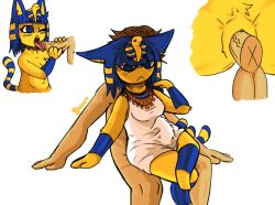 ahe_gao ankha ankha_(animal_crossing) belly_bulge female male penetration penis penis_in_mouth penis_in_pussy pussy shortstack sitting sitting_on_another sitting_on_lap sitting_on_penis sitting_on_person