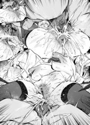 1girls absurdres ahe_gao ahegao_face ahoge anus ass black_and_white black_gloves black_pants breasts cameltoe censor_bar censored cum cum_in_pussy cum_inside ethereal_(zenless_zone_zero) evelyn_chevalier female from_behind gloves highres huge_ass huge_breasts japanese_text jewelry large_ass large_breasts mating mating_press mixed-language_commentary mole mole_under_eye monochrome monster multiple_views necktie nipples_visible_through_clothing orange_hair orgasm pants police police_uniform policewoman pubic_hair pussy shirt tagme thirty_8ght tight_clothes tight_clothing tight_pants white_shirt wide_ass wide_hipped_female wide_hips zenless_zone_zero