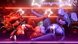 3d_(artwork) absurd_res animatronic anonymousfm anthro balls balls_touching big_breasts big_penis bodily_fluids bonfie_(cryptiacurves) breasts canid canine clothing cum digital_media_(artwork) duo erection eye_patch eyewear fexa_(cryptiacurves) five_nights_at_freddy's fox fredina's_nightclub futanari genital_fluids genitals hair herm hi_res hook hook_hand humanoid_genitalia humanoid_penis intersex intersex/intersex lagomorph leaking_cum leporid looking_at_viewer lying machine mammal masturbation neon_lights nipples nude on_side open_mouth penis rabbit robot scott_cawthon scottgames smile stage teeth thick_penis thick_thighs wide_hips yellow_eyes