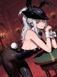 1female 1girls 2025 ai_assisted ai_generated anime_style bloodborne blush blush blush_lines blushing_at_viewer blushing_female breasts bunny_costume bunny_ears bunny_girl bunny_tail bunnysuit casino clothed_female clothing collar cosplay female female female_focus female_masturbation female_only fromsoftware green_eyes lady_maria_of_the_astral_clocktower latex latex_clothing light-skinned_female light_skin looking_at_viewer nipples ponytail sleeves smile smiling smiling_at_viewer socks stimulation stockings table tricorne uncensored video_game video_game_character video_game_franchise video_games white_hair