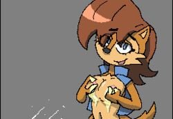 acorn animated anthro breasts brown_fur brown_hair female female_only frame_by_frame fur furry lactation mammal milk milking nipple_pinch nipples pinching_nipples rodent sally_acorn sega simple_background sonic_(series) squeeze squirrel squirt trey_blaze vest wet