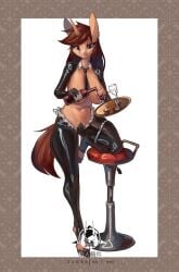 alcohol cameltoe female female female_only horse_girl maebari maid pasties pouring_liquid reverse_bunnysuit shanher tie