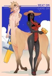 1boy1girl bikini breasts centaur dungeons_and_dragons female ishton kyutaro_(ishton) large_breasts male tagme toka_(ishton) yuan-ti