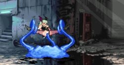 closed_eyes ejaculating_cum ejaculation female long_hair m.u.g.e.n morrigan_aensland pussy slime_(mugen) spread_legs spread_pussy succubus succubus_costume succubus_wings trapped vaginal_insertion vaginal_penetration