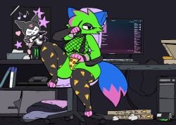 1girls dont_touch_my_pizza_guy female kevin_(nyanwolf) nyanwolf pizza rule_63 thick_thighs woofgang