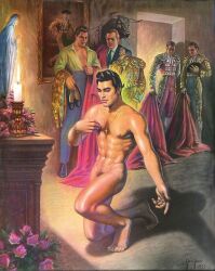 1953 5boys bullfighter dated gay george_quaintance male male_only mexican no_visible_genitalia original pubic_hair traditional_media yaoi