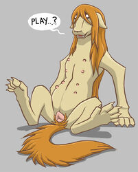 barefoot claws color female female_only feral front_view fullmetal_alchemist fur furry_tail hair long_hair nina_tucker nipples sitting solo tagme tail vulva