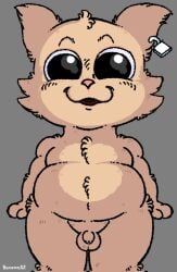 2025 anthro artist_name balls bananapop black_eyes brown_body brown_ears brown_fur brown_hair car_(garn47) digital_media_(artwork) domestic_cat ear_piercing felid feline felis flaccid foreskin front_view fur garn47 genitals hair happy hi_res humanoid_genitalia humanoid_penis lock looking_at_viewer male mammal moobs nude padlock penis piercing pink_nose slightly_chubby small_penis smile solo standing text uncircumcised unretracted_foreskin