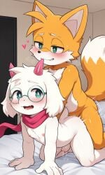 2025 2boys ai_generated anal bed deltarune duo duo_male fox fur furry_male furry_only gay_sex goat green_eyes male miles_tails_prower orange_body penetration penis ralsei ralsei_with_white_fur sonic_(series) sonic_the_hedgehog_(series) tagme tails tails_the_fox white_body yaoi yiff