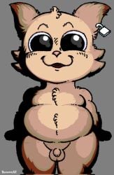 2025 anthro artist_name balls bananapop black_eyes brown_body brown_ears brown_fur brown_hair car_(garn47) digital_media_(artwork) domestic_cat ear_piercing felid feline felis flaccid foreskin front_view fur garn47 genitals hair happy hi_res humanoid_genitalia humanoid_penis lock looking_at_viewer male mammal moobs nude padlock penis piercing pink_nose shadow slightly_chubby small_penis smile solo standing text uncircumcised unretracted_foreskin