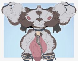 anthro armpit armpit_hair armpits balls bara bodybuilder canid canine canis flaccid furry high_resolution highres horkeukamui hyper hyper_balls hyper_cock hyper_genitalia hyper_penis hyper_testicles male male_only muscles muscular muscular_arms muscular_male muscular_thighs penis remert solo solo_male testicles tokyo_afterschool_summoners wolf yaoi