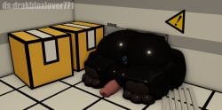 1boy 3d 3d_(artwork) anus ass asshole balls black_fur box changed_(video_game) drakbloxlover771 furry gay male penis puro_(changed) roblox robloxian stuck tagme thighs vent