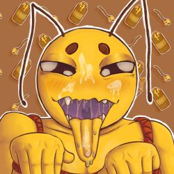 ahe_gao ahegao_face arthropod bee blush bug cum cum_in_mouth cum_on_face cum_on_tongue insects saliva saliva_drip saliva_string satisfied satisfied_look tongue_out
