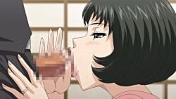 1girls 2020 20s age_difference animated animated blush bob_cut butler cheating_(relationship) fellatio female female hitozuma_mitsu_to_niku jewelry large_penis lipstick makeup mature_female okusama_(hitozuma_mitsu_to_niku) older_female_and_younger_male oral penis queen_bee_(animation_studio) ring tagme twitching_penis wedding_ring
