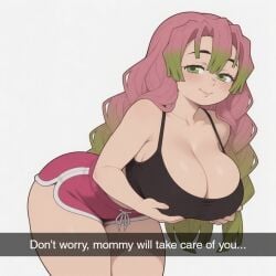 1girls big_breasts breasts breasts_focus demon_slayer female female_only godilovebutts green_eyes kanroji_mitsuri massive_breasts mitsuri_kanroji mommy pink_hair solo solo_female solo_focus tagme