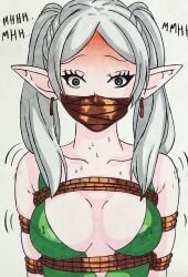 1girls blue-lotus bondage breathplay choking elf female frieren frieren_beyond_journey's_end gag kidnapping mouth_gag solo sousou_no_frieren suffocation