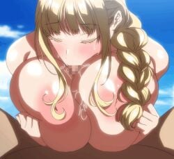 1boy 1girls animated animated_gif animation anime_screencap between_breasts big_areola big_breasts boobjob breasts bunnywalker censored fellatio female gif huge_breasts island large_breasts louisa_richter_(seika_jogakuin_kounin_sao_ojisan) male mosaic_censoring naked nude outercourse paizufella paizuri paizuri_with_gigantic_breasts penis pov screencap seika_jogakuin_kounin_sao_ojisan stitched straight t-rex_(animation_studio) tagme thick third-party_edit titjob top_heavy voluptuous