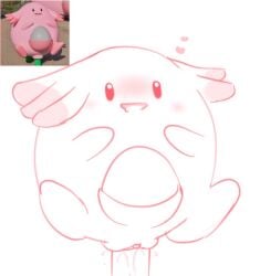 2d 2d_(artwork) anthro blush blushing_female chansey clitoral_hood clitoris egg female female_only game_freak generation_1_pokemon mouth nintendo no_color open_mouth pokémon_(species) pokemon pokemon_(species) pokemon_rgby pussy pussy_juice pussy_juice_drip pussy_juice_string pussy_juice_trail reference_image simple_background smile smiley_face smiling takochili video_game video_game_character video_games white_background