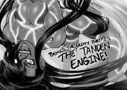 ! 1girls arms_crossed ass bending_backwards bending_over big_ass big_breasts black_hair breast_press breast_squeeze breasts capcom crazy_eyes curvy english_text eyelashes fangs female glowing_markings grey_body greyscale large_breasts long_hair metallic_body monochrome motion_lines muscular muscular_female no_visible_genitalia open_mouth pltnm06ghost robot robot_girl robot_humanoid seth_(doll_unit_0) seth_(street_fighter) silver_skin street_fighter street_fighter_v thick_thighs toned_female tongue upside-down watermark