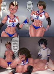 2022 2girls 2girls1boy abs after_sex age_difference ahe_gao big_breasts breasts comic comic_page cum cum_inside dark-skinned_female daven_(extremesoda) dialogue elm_ederne english english_text gym_uniform harriet_bree heterochromia huge_breasts instant_loss_2koma interracial larger_female light-skinned_male male male/female muscular_female original_character penetration rooster_teeth rwby sex six_pack size_difference smaller_male sportswear straight tabletknight text thick_thighs threesome tomboy workout_clothes