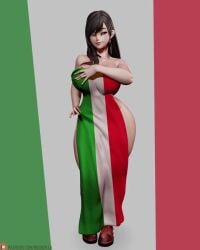 1girls 3d 3d_model 4:5 animated ass big_breasts boots breasts brown_hair bubble_butt busty earrings female female_focus female_only final_fantasy final_fantasy_vii full_body hourglass_figure italian_flag italian_senate_hack long_hair meme no_sound nude nude_female nudity red_eyes rushzilla shorter_than_10_seconds sideboob solo standing tagme tifa_lockhart turntable_(animation) vertical_video video wide_hips