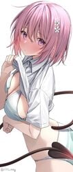 big_breasts blush bra breasts clothing female flower kawai_ritsu_(rits_meg) large_breasts light_skin looking_at_viewer momo_velia_deviluke panties pink_eyes pink_hair to_love-ru