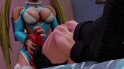 2girls 3d animated ass big_breasts big_butt boob_window breasts butt cammy_white cleavage_cutout cunnilingus_through_clothes facesitting facesitting_pov female female_only holding_wrists kishi mask moaning rainbow_mika riding_face street_fighter street_fighter_v tagme video video_games yuri