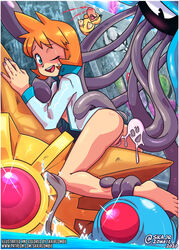 1girls anus ass blush breasts clothing cowboy_shot cum cum_in_pussy female game_freak green_eyes high_resolution jacket kasumi_(pokemon) legs medium_breasts misty_(pokemon) nintendo nipples one_eye_closed open_clothes open_jacket open_mouth orange_hair pokemon pokemon_(game) pokemon_gsc pokemon_hgss pokephilia psyduck simple_background skajrzombie smile solo standing staryu swimsuit tentacle tentacool tentacruel thighs tomboy vagina water white_jacket white_swimsuit wink