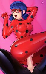 1boy 1girls adrien_agreste blue_hair bodysuit cat_noir closed_eyes clothed_sex costume crotchless female female_focus ladybug_(character) loodncrood looking_pleasured male male/female marinette_cheng marinette_dupain-cheng miraculous_ladybug nipples_visible_through_clothing open_mouth penis pussy sex skin_tight solo_focus straight teenager unseen_male_face vaginal_penetration